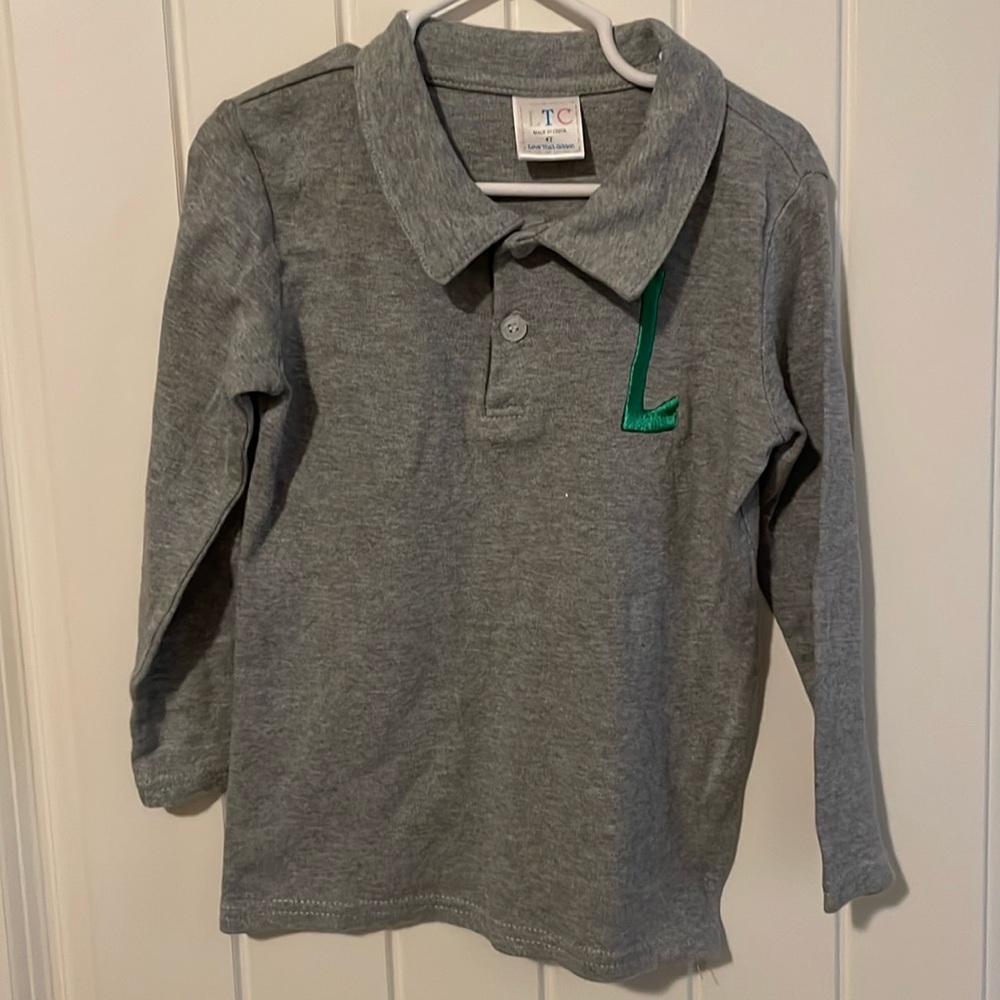 Long sleeve grey polo monogram, L